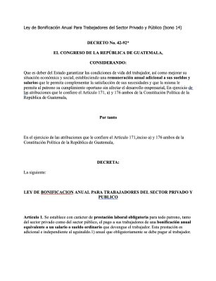 bonificacion anual para trabajadores 42 92