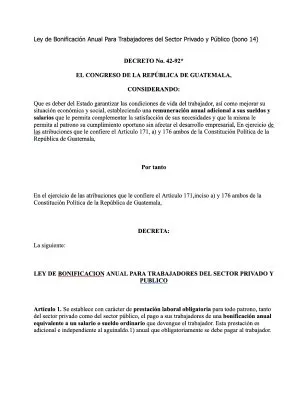 bonificacion anual para trabajadores 42 92