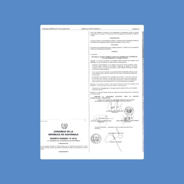 Decreto 19-2018 Reforma Ley Turismo Interno