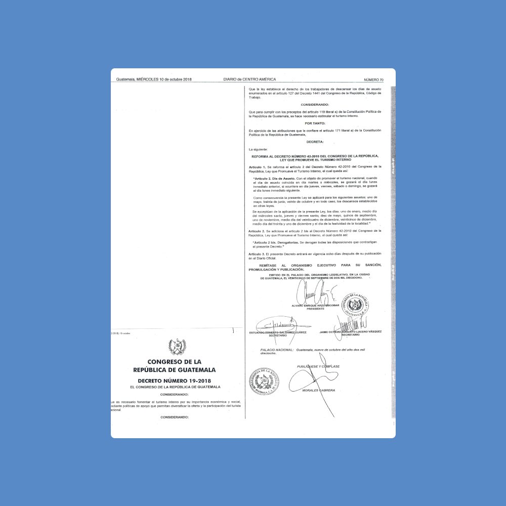 Decreto 19 2018 Reforma Ley Turismo Interno