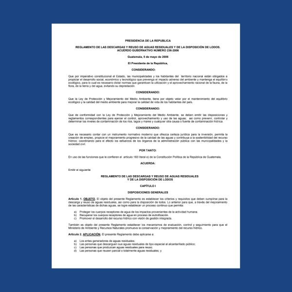 REGLAMENTO DE LAS DESCARGAS Y REUSO DE AGUAS RESIDUALES Y DE LA DISPOSICIÓN DE LODOS- AG 236-2006