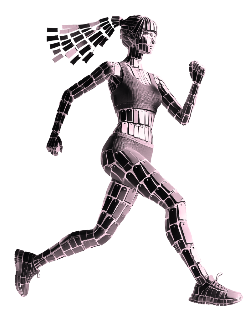 mujer corriendo etiquetas